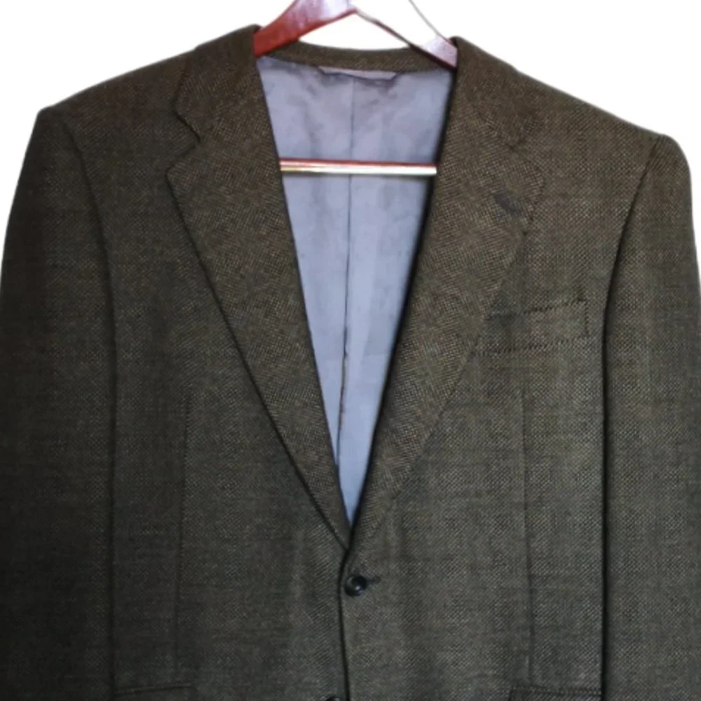Hickey Freeman Men's Wool/Cashmere Geometric‎ Tweed Blazer 43R